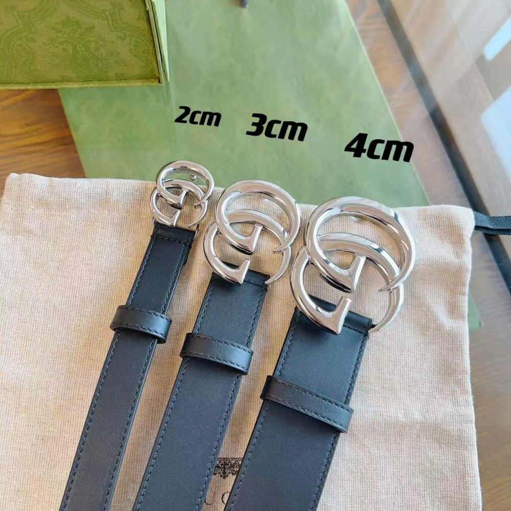 Gucci GG Marmont Wide Belt Black Silver