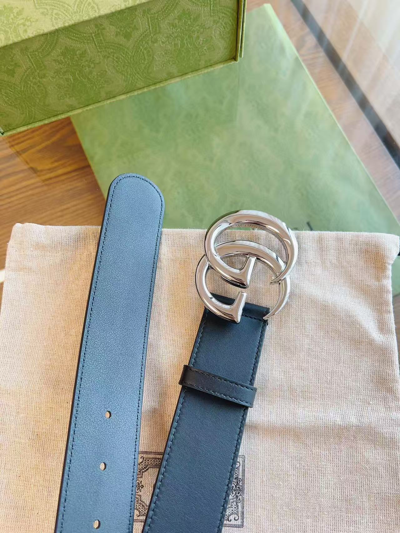 Gucci GG Marmont Wide Belt Black Silver