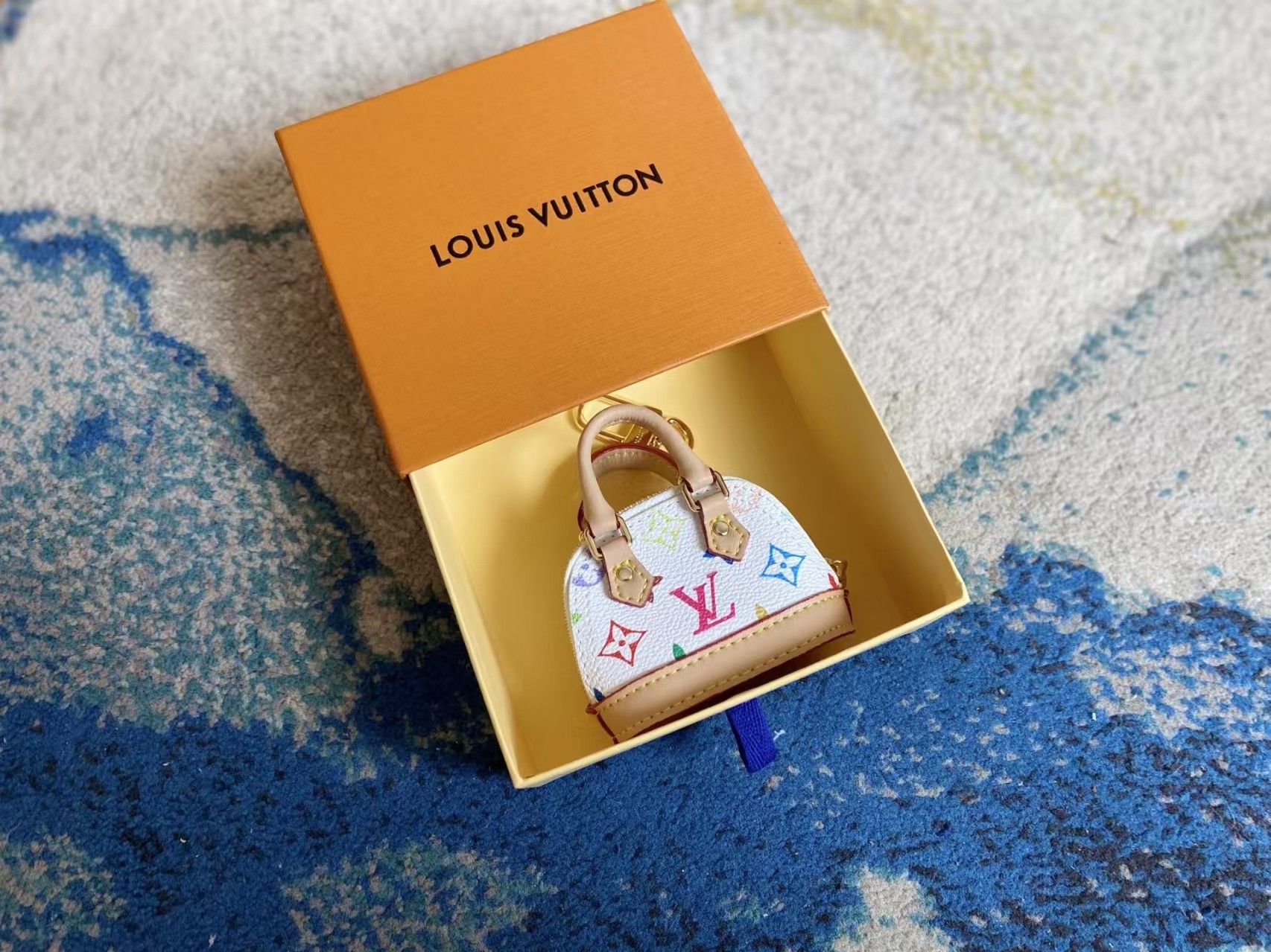 LOUIS VUITTON LV x TM Monogram Multicolor Micro Alma Bag Charm White