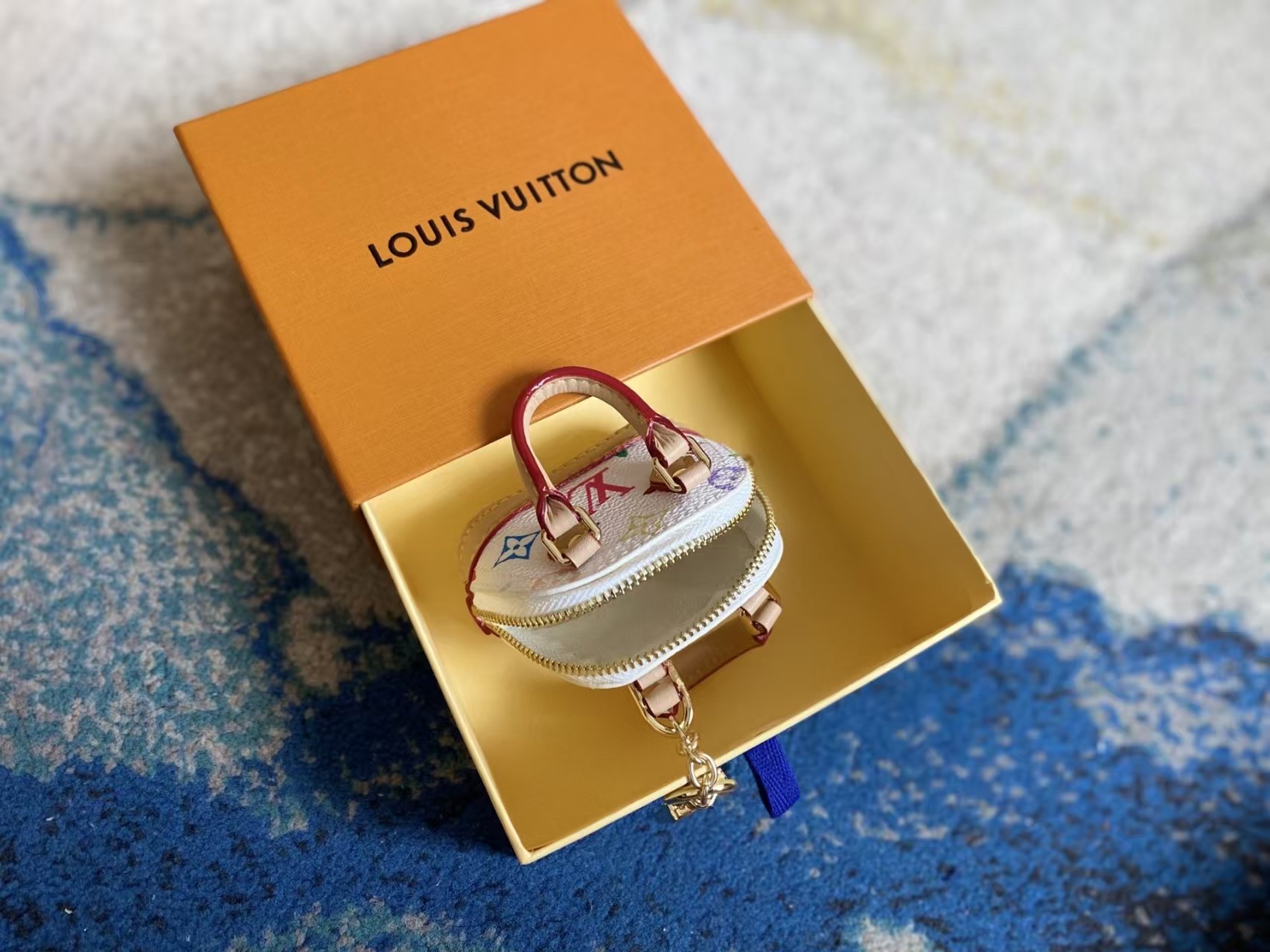 LOUIS VUITTON LV x TM Monogram Multicolor Micro Alma Bag Charm White