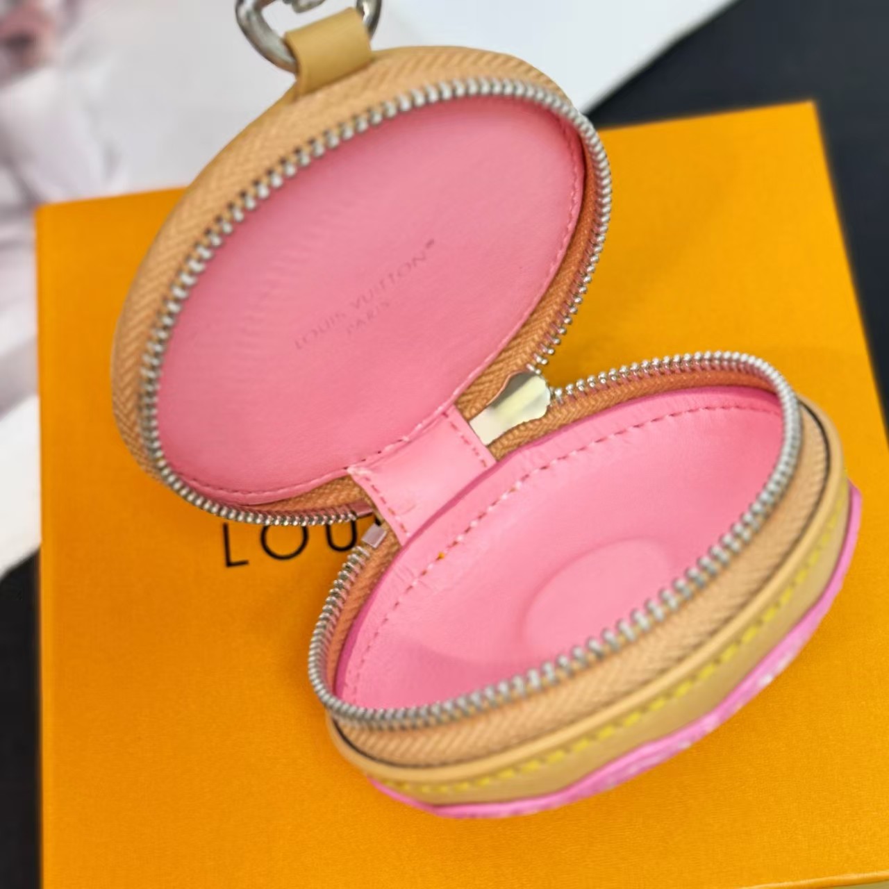 Louis Vuitton Pink Donut Sprinkles Bag Charm Mono-gram Zipper Pouch