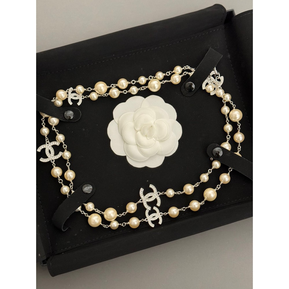 Chanel 23V Cc Pearl LongNecklace Pearl