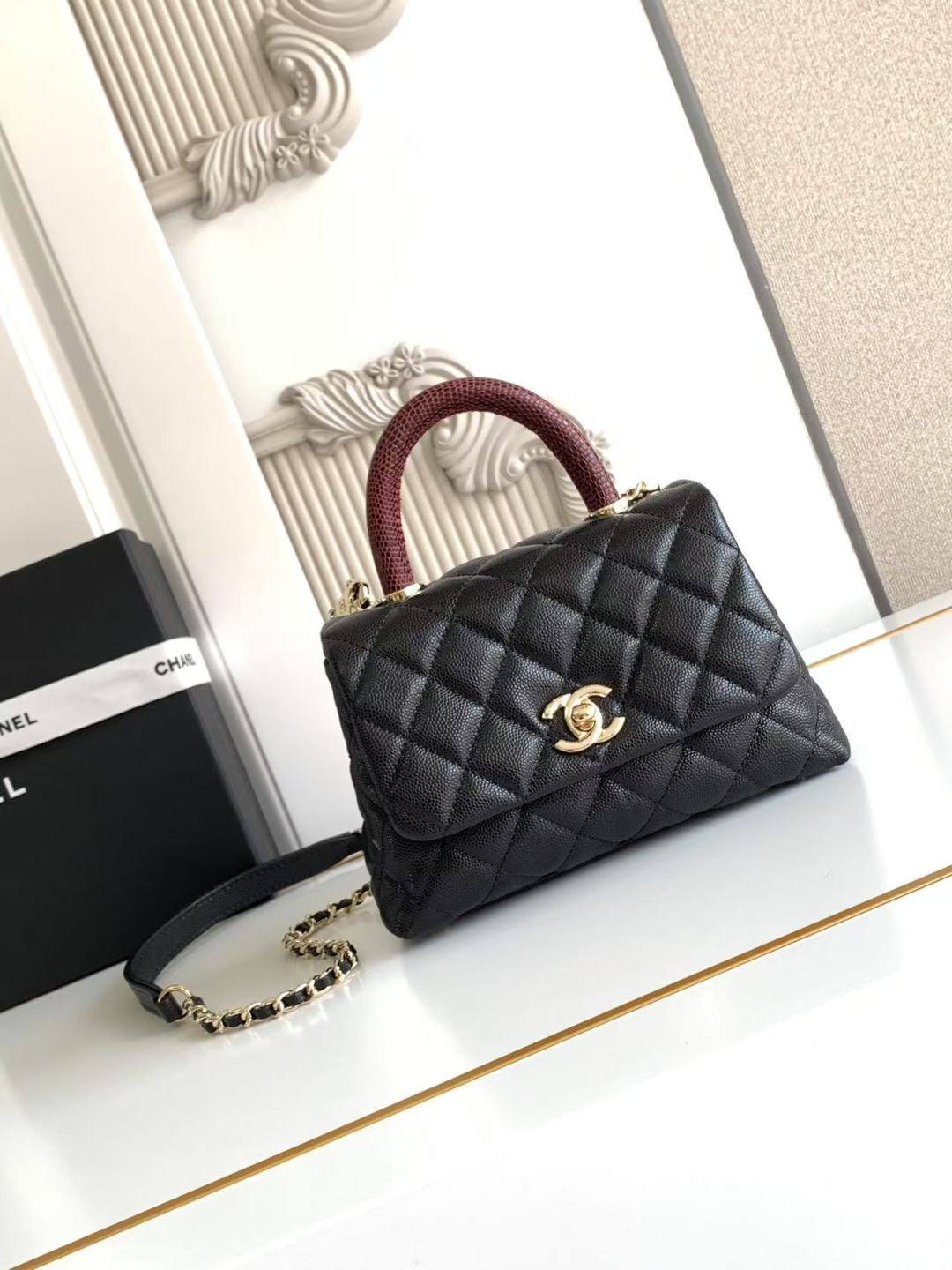 Chanel Black Quilted Caviar Coco Handle Bag Mini Chanel Black Quilted Caviar Coco Handle Bag Mini
