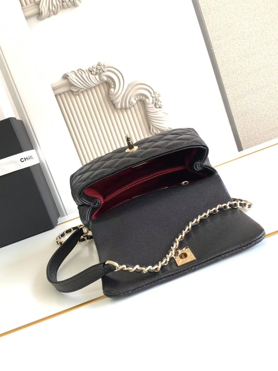 Chanel Black Quilted Caviar Coco Handle Bag Mini Chanel Black Quilted Caviar Coco Handle Bag Mini