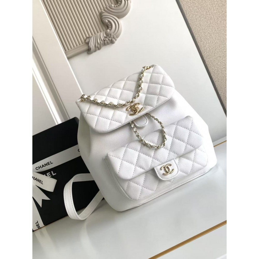CHANEL Duma Pockets Quilted Caviar Leather Drawstring Backpack
