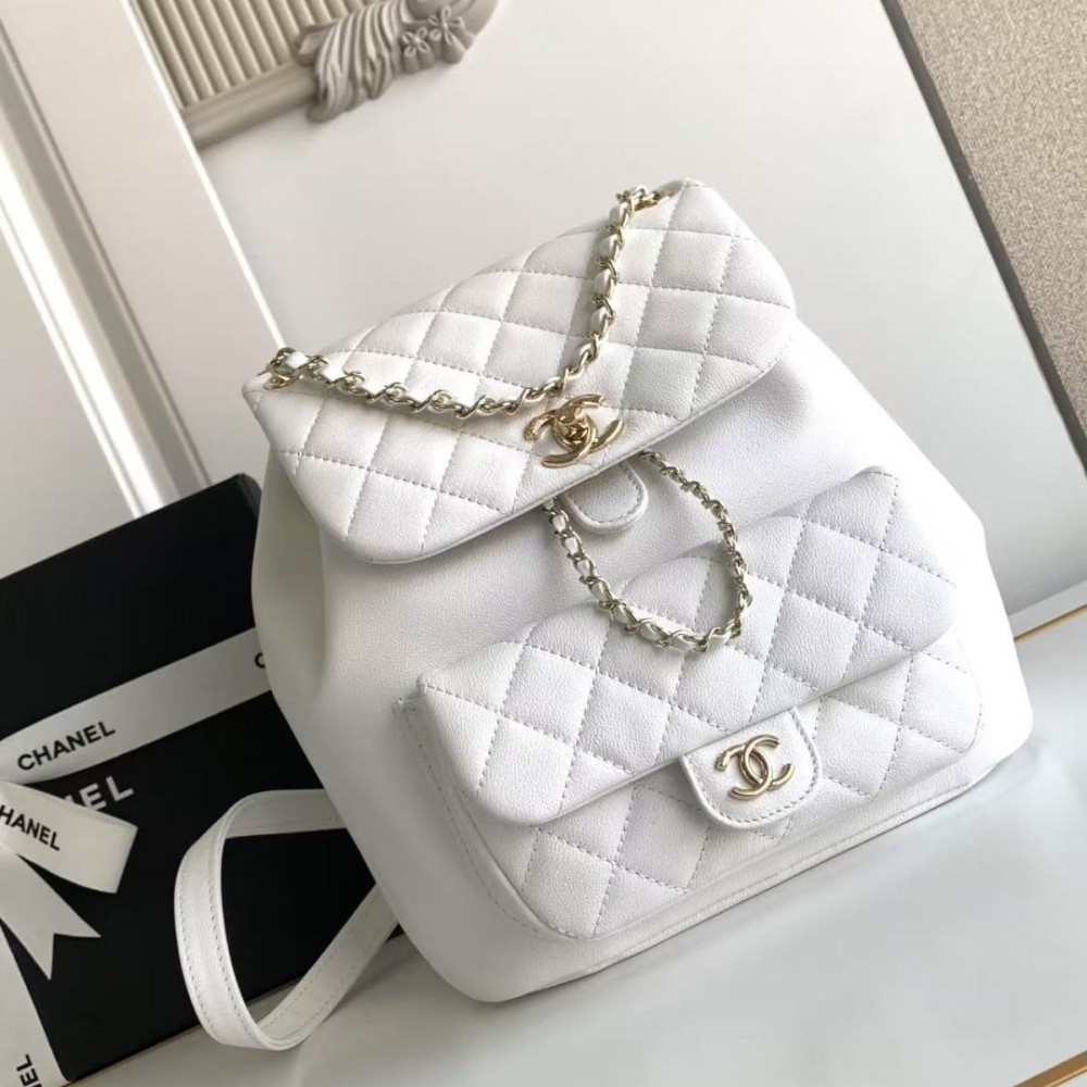 CHANEL Duma Pockets Quilted Caviar Leather Drawstring Backpack