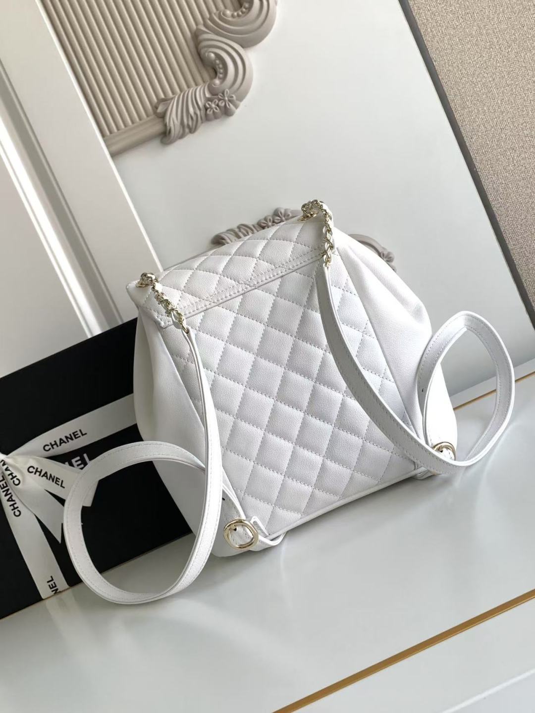 CHANEL Duma Pockets Quilted Caviar Leather Drawstring Backpack CHANEL Duma Pockets Quilted Caviar Leather Drawstring Backpack