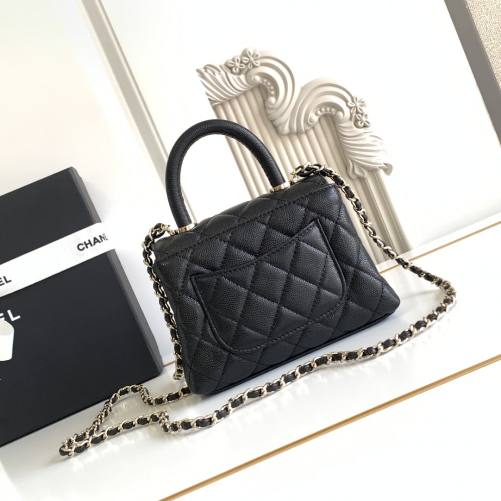 Chanel Black Quilted Caviar Coco HandleBag Mini