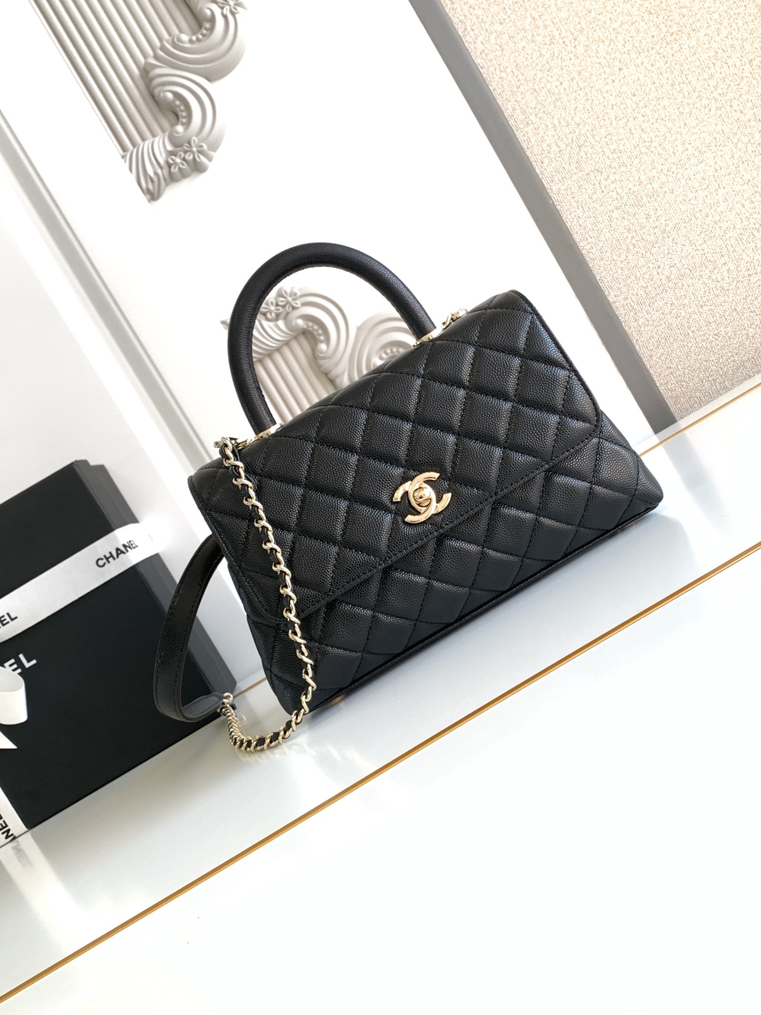 Chanel Black Quilted Caviar Coco HandleBag Mini Chanel Black Quilted Caviar Coco HandleBag Mini