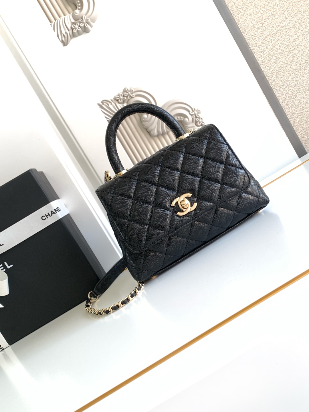 Chanel Black Quilted Caviar Coco HandleBag Mini Chanel Black Quilted Caviar Coco HandleBag Mini