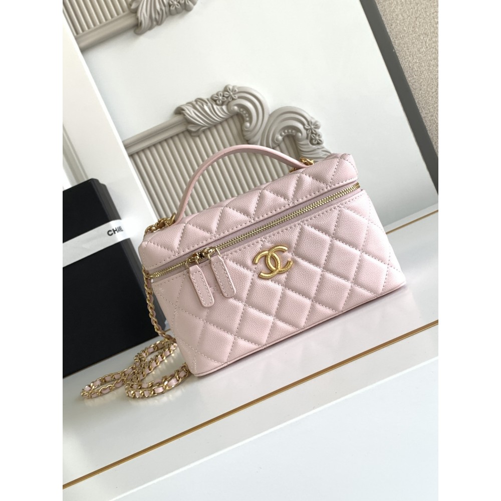 Chanel Vanity Case Pink Leather Handbag