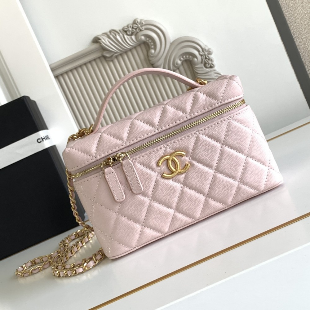 Chanel Vanity Case Pink Leather Handbag