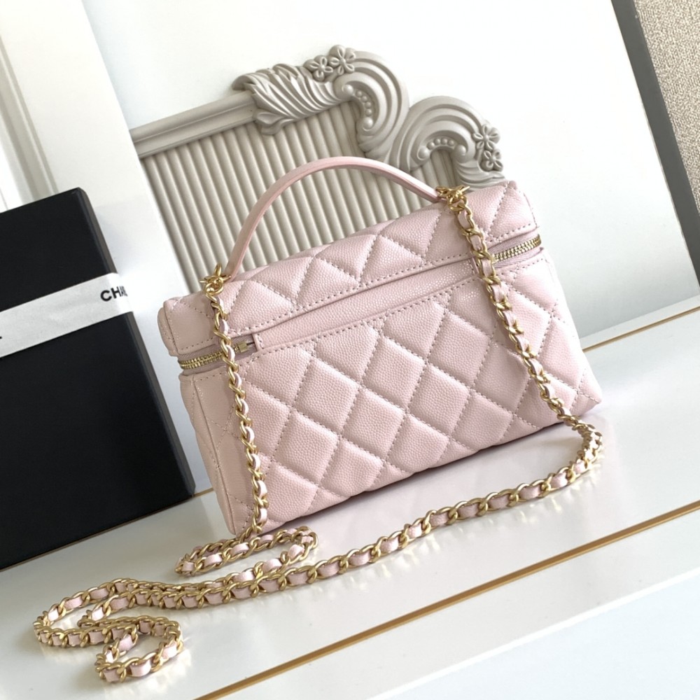 Chanel Vanity Case Pink Leather Handbag