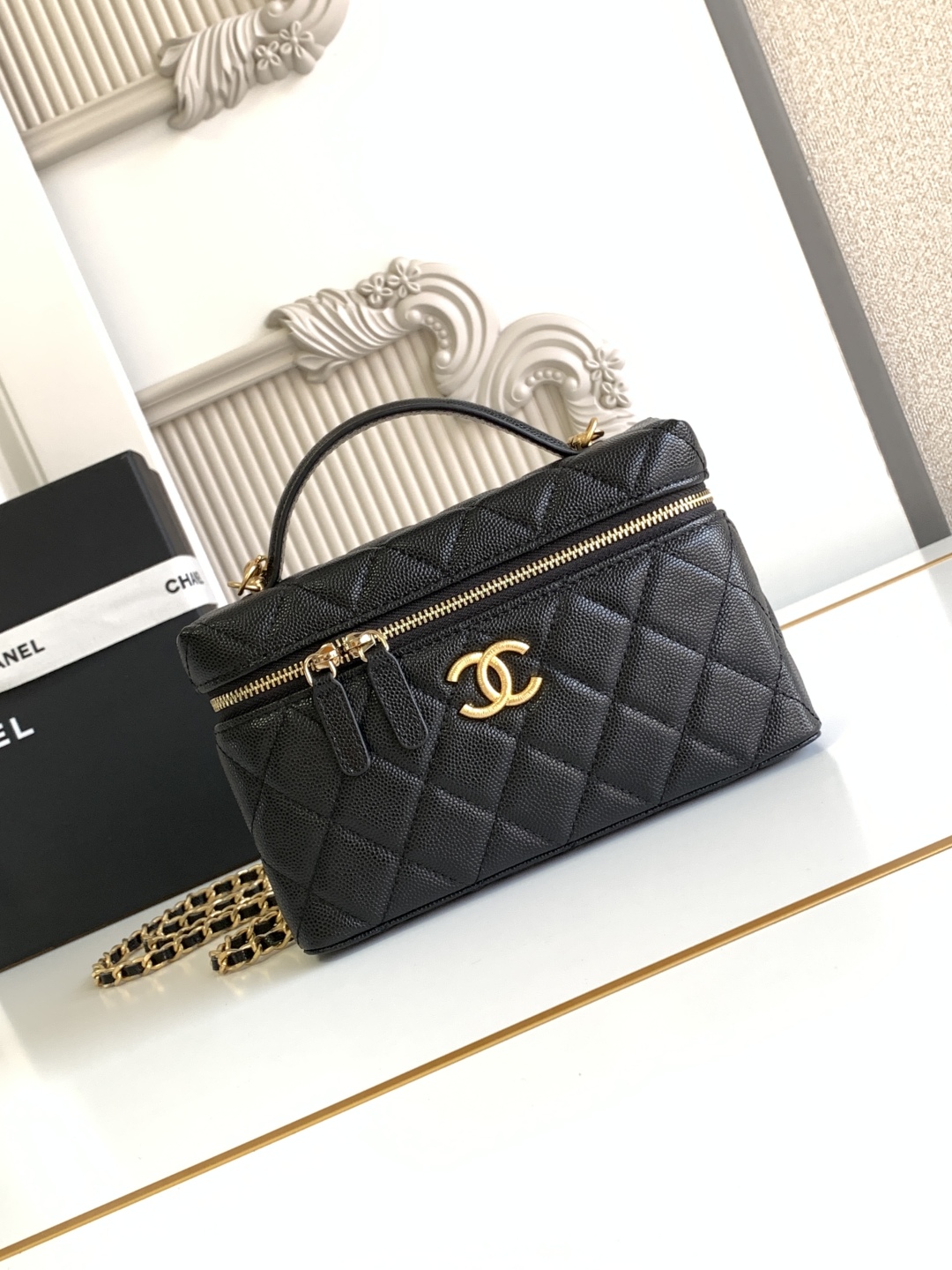 Chanel Vanity Case Black Leather Handbag Chanel Vanity Case Black Leather Handbag