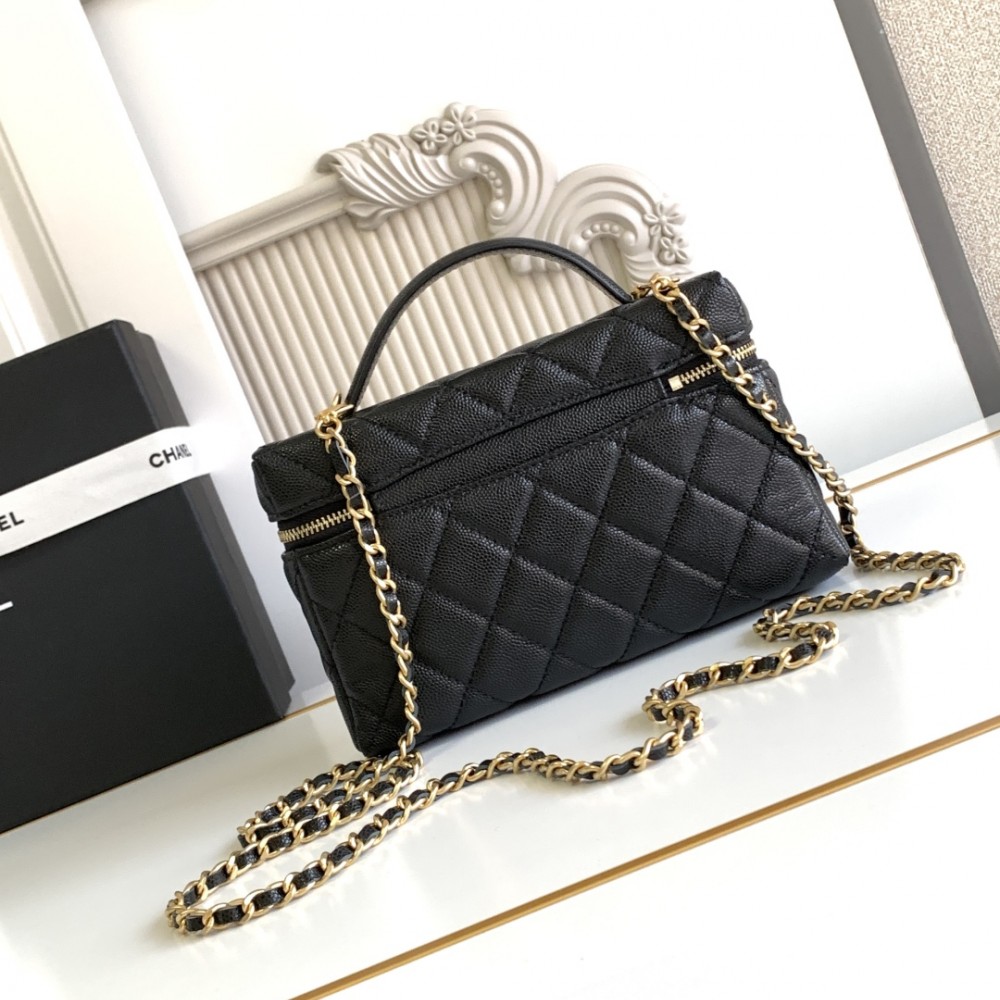 Chanel Vanity Case Black Leather Handbag