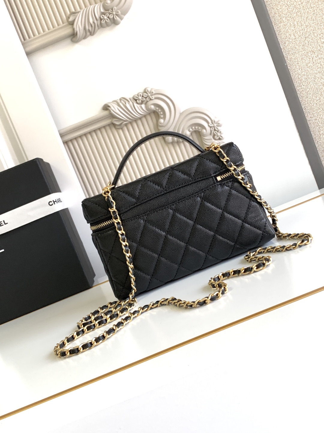 Chanel Vanity Case Black Leather Handbag Chanel Vanity Case Black Leather Handbag