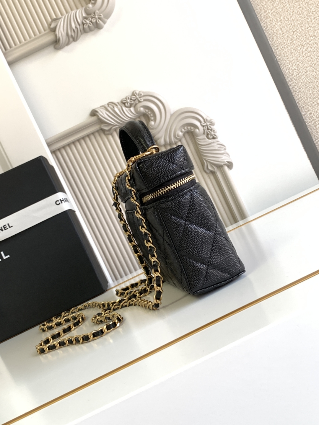 Chanel Vanity Case Black Leather Handbag Chanel Vanity Case Black Leather Handbag