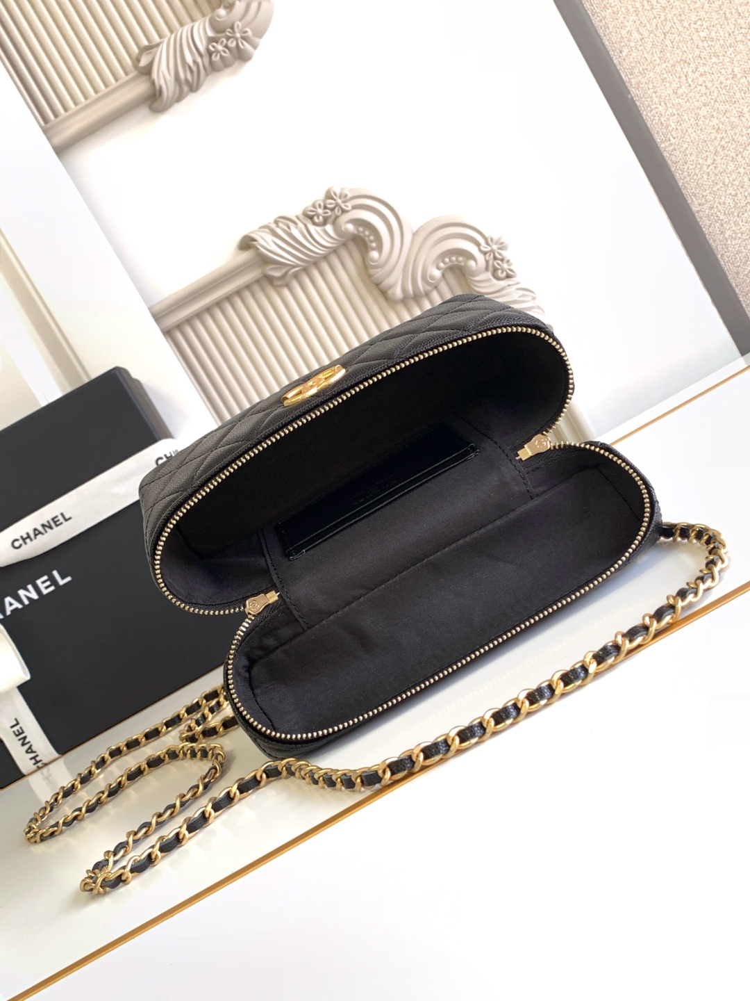 Chanel Vanity Case Black Leather Handbag Chanel Vanity Case Black Leather Handbag