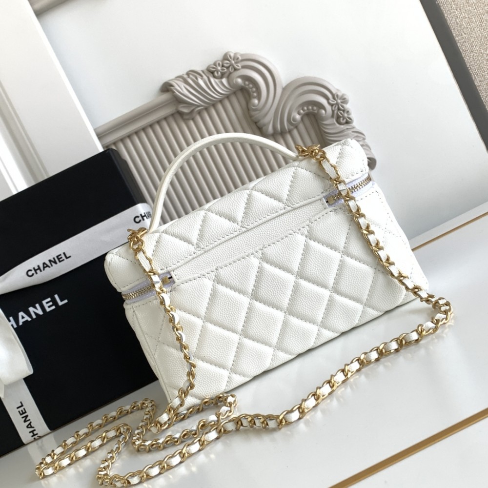 Chanel Vanity Case White Leather Handbag