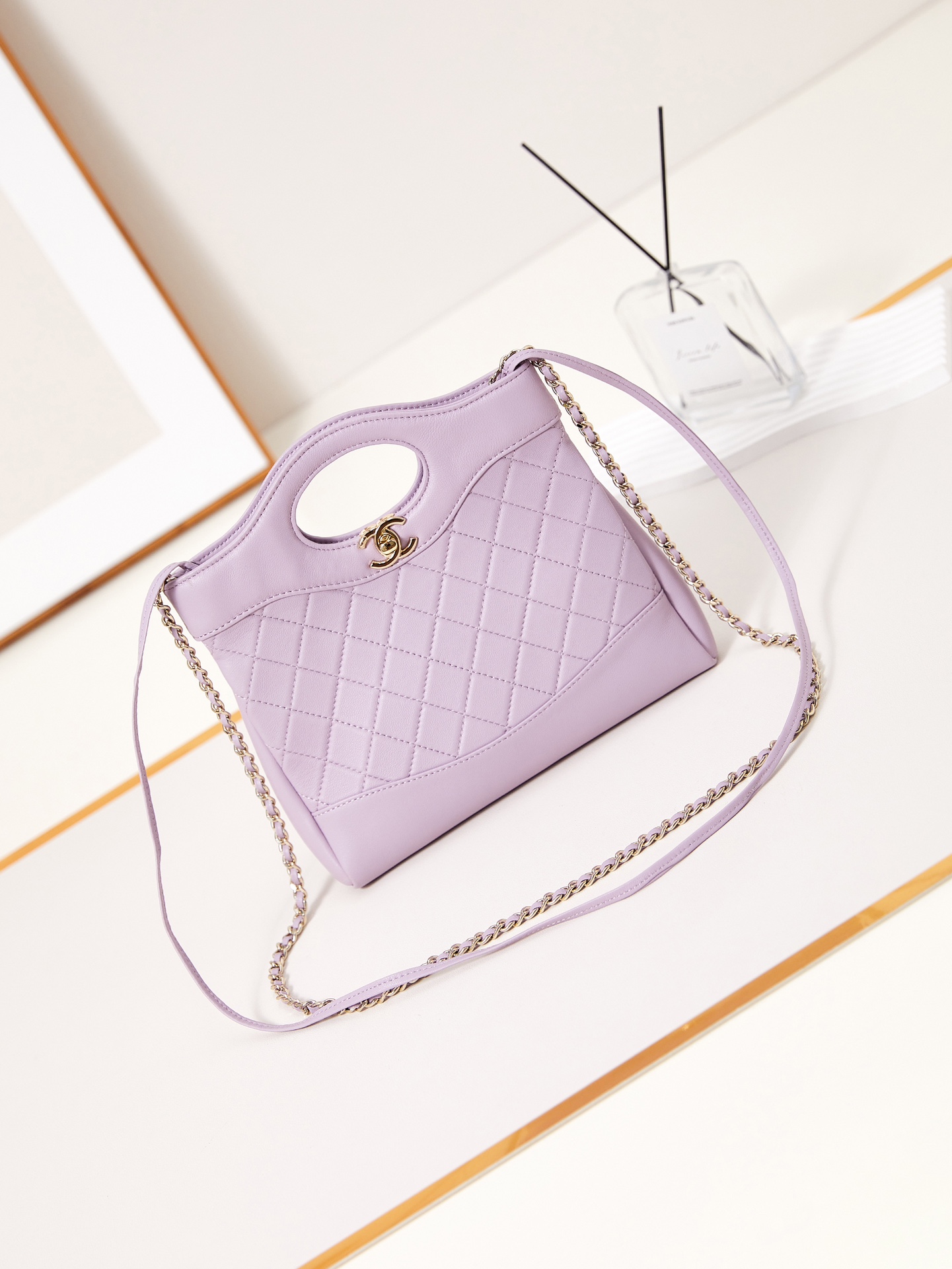 CHANEL 2021-2024 Mini Shiny Crumpled Calfskin 31 Shopping Bag satchel Pink CHANEL 2021-2024 Mini Shiny Crumpled Calfskin 31 Shopping Bag satchel Pink