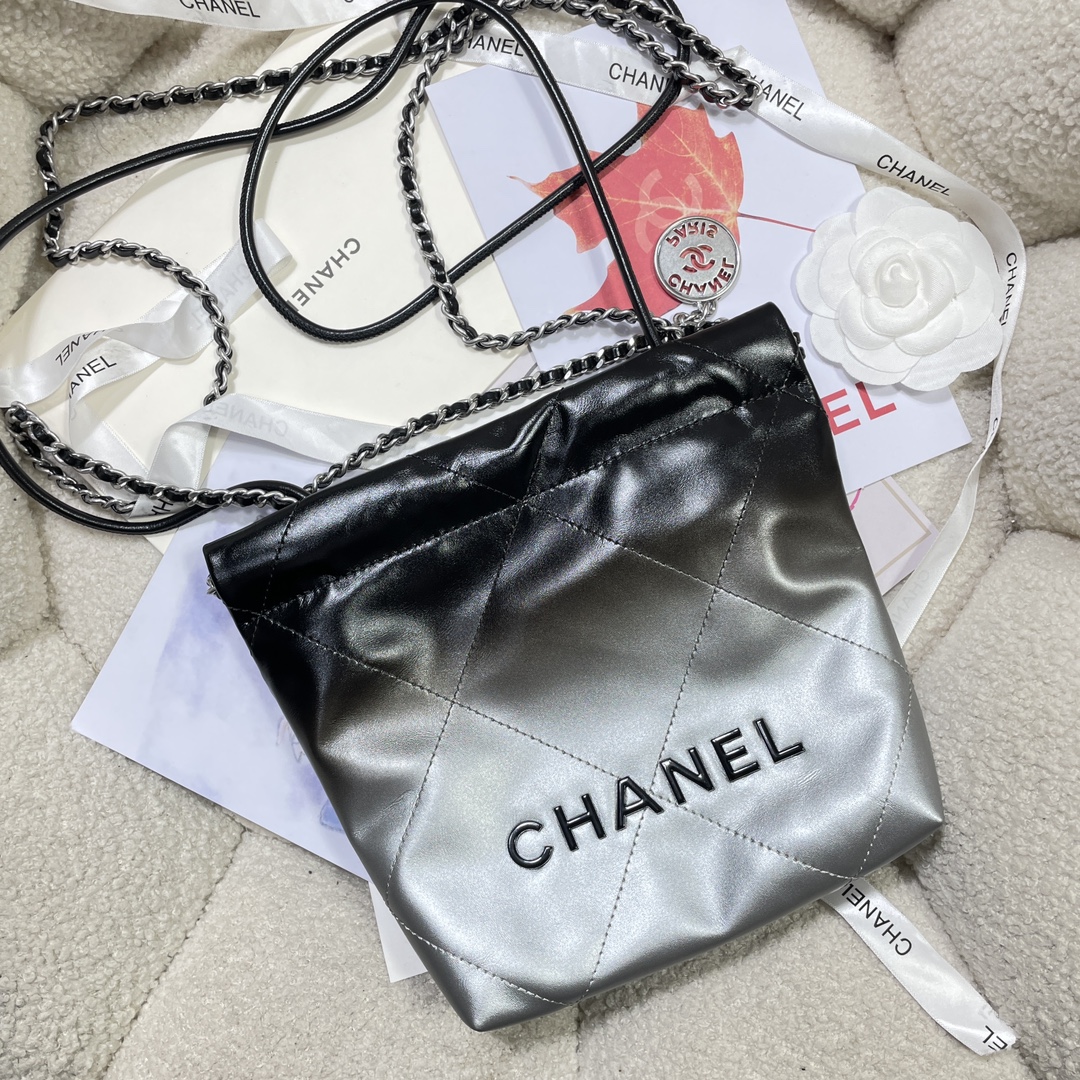 Chanel Mini 22 Bag Pink and White Ombre Calfskin Lacquered Metal Hardware Chanel Mini 22 Bag Pink and White Ombre Calfskin Lacquered Metal Hardware