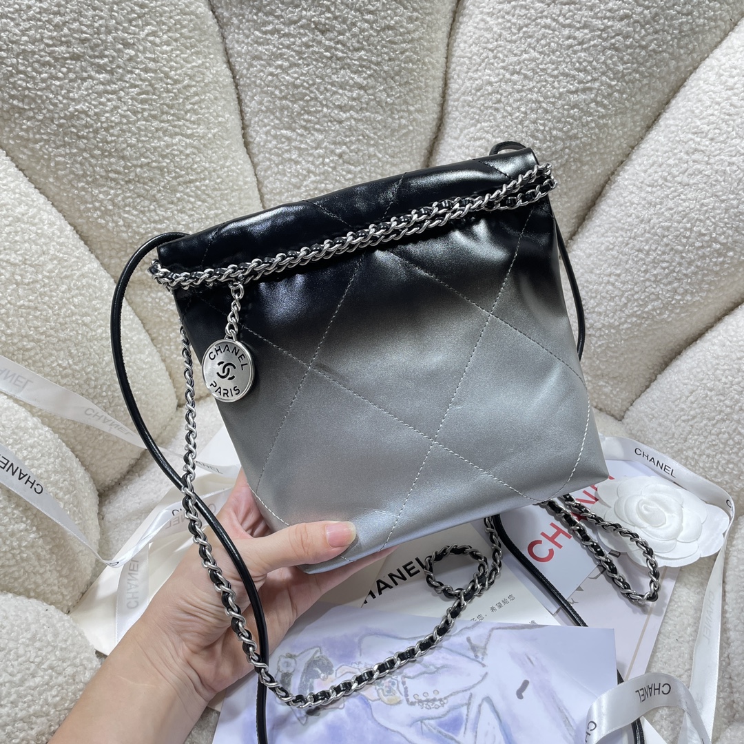 Chanel Mini 22 Bag Pink and White Ombre Calfskin Lacquered Metal Hardware Chanel Mini 22 Bag Pink and White Ombre Calfskin Lacquered Metal Hardware