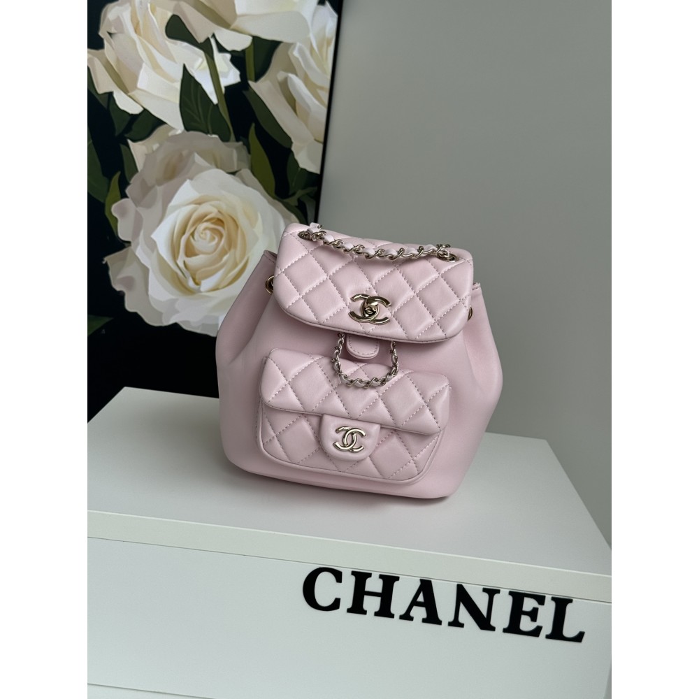 Chanel Vintage Quilted Black Lambskin Duma Backpack Gold Hardware