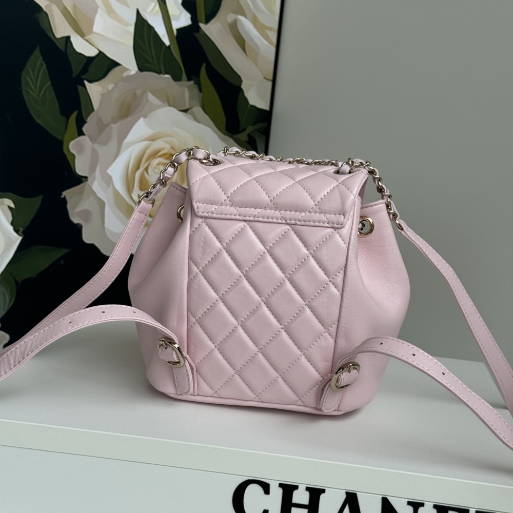 Chanel Vintage Quilted Black Lambskin Duma Backpack Gold Hardware