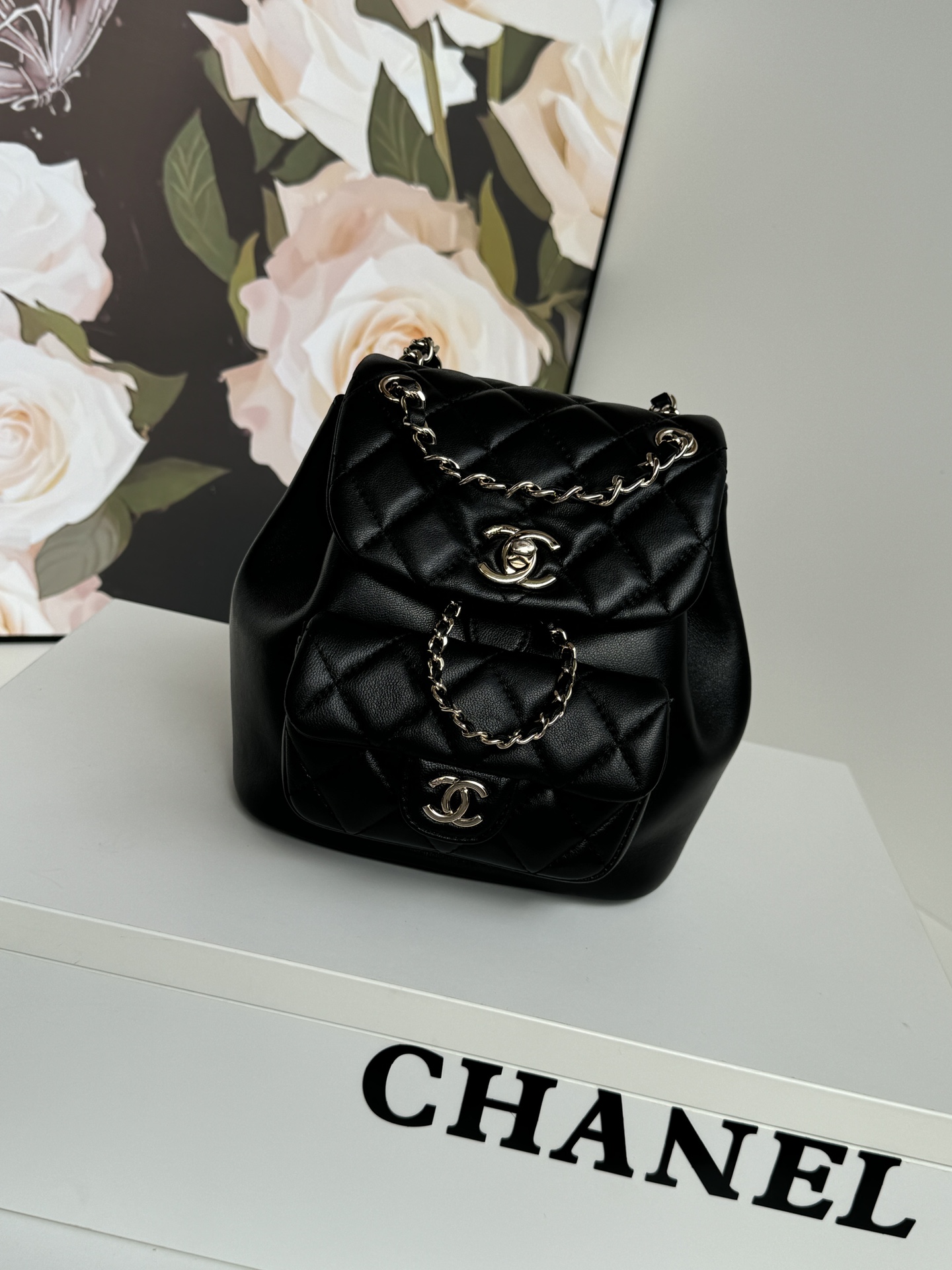 Chanel Vintage Quilted Black Lambskin Duma Backpack Gold Hardware Chanel Vintage Quilted Black Lambskin Duma Backpack Gold Hardware