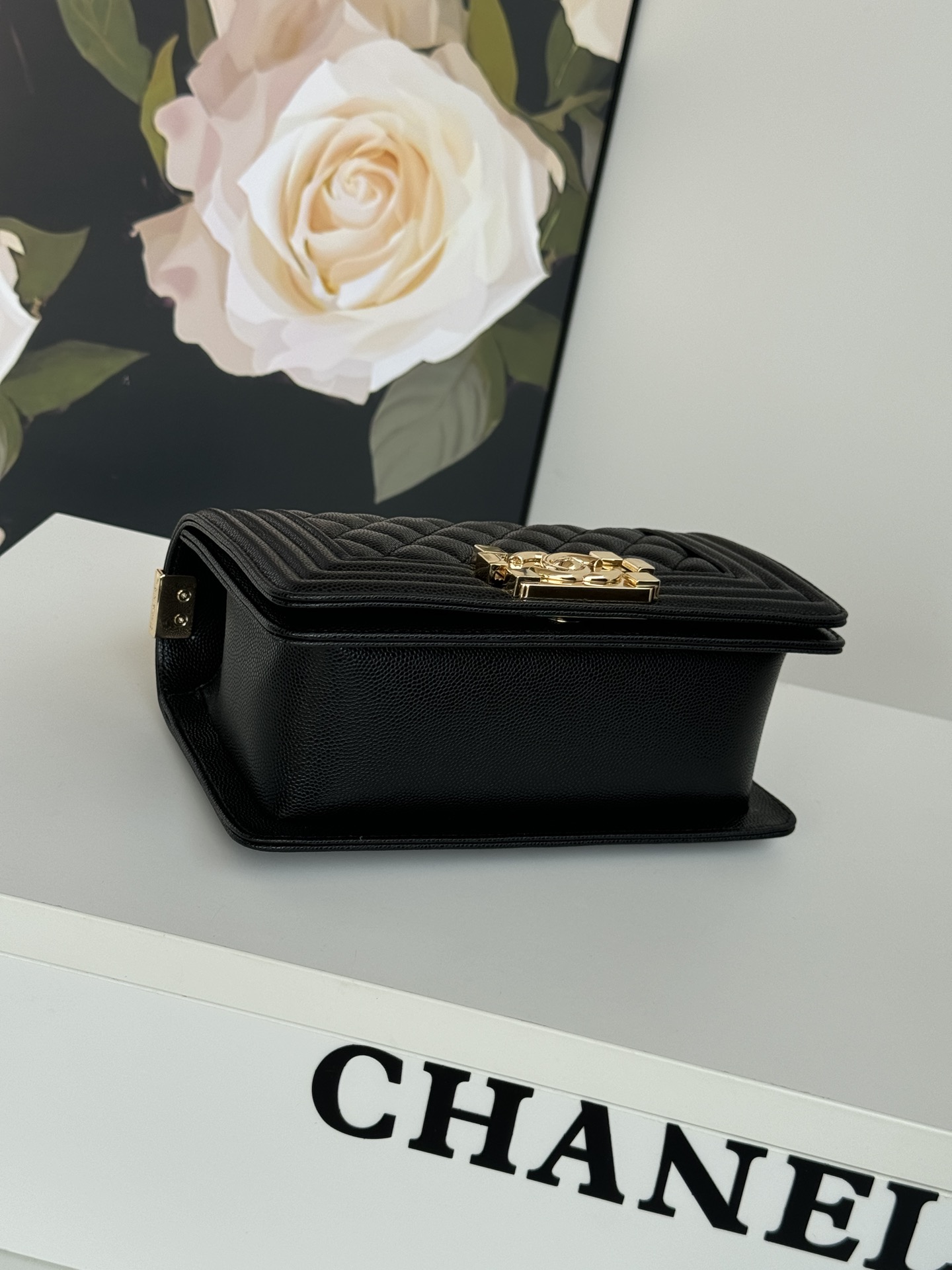 Chanel Black QuiltedCaviar Medium Boy Bag Ruthenium Hardware Chanel Black QuiltedCaviar Medium Boy Bag Ruthenium Hardware