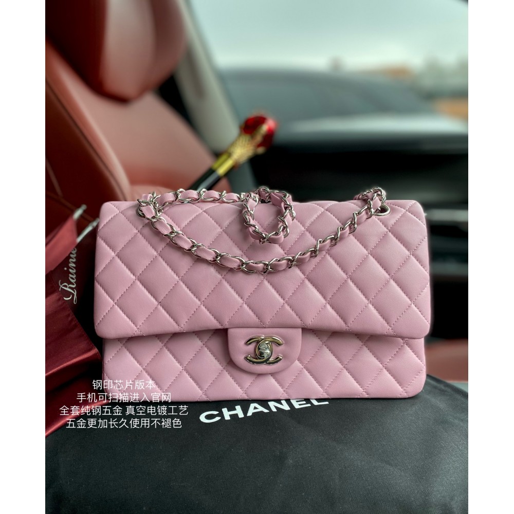 Chanel Classic Rectangular Flap Bag Light Pink Lambskin Light Gold Hardware