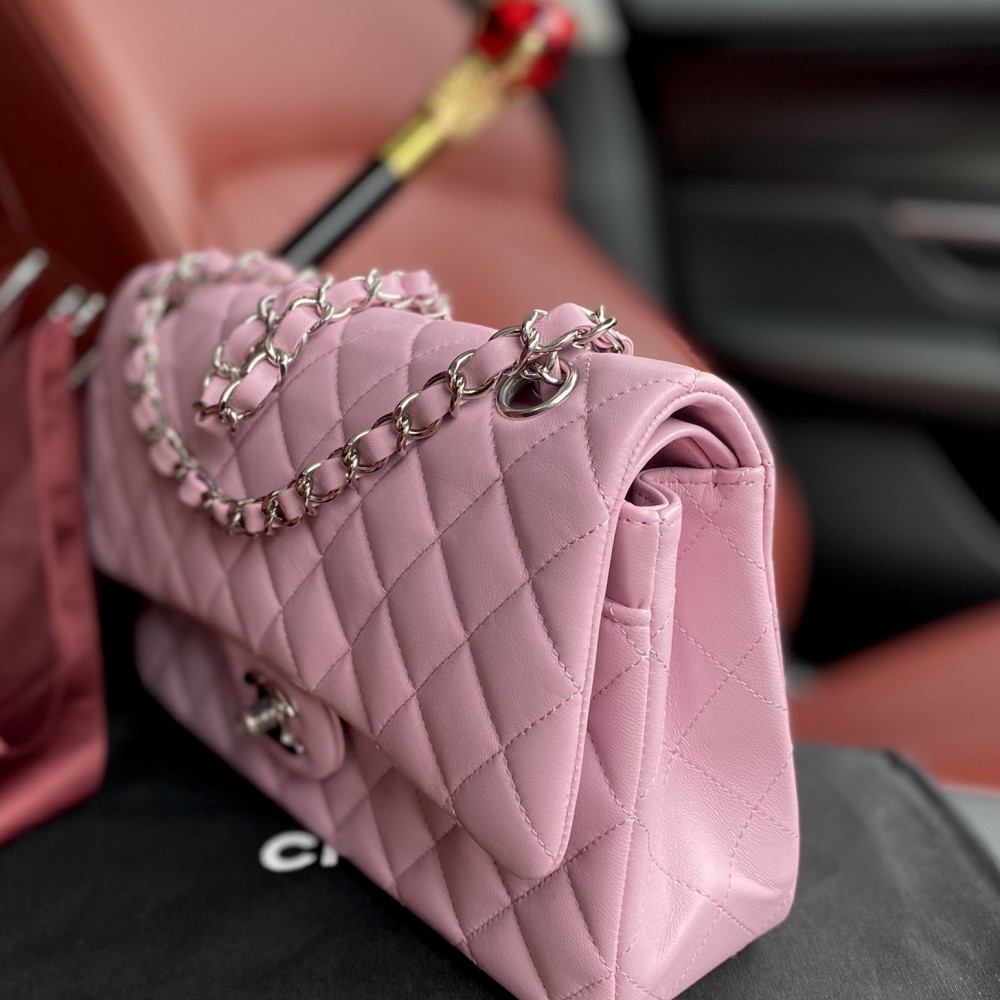 Chanel Classic Rectangular Flap Bag Light Pink Lambskin Light Gold Hardware