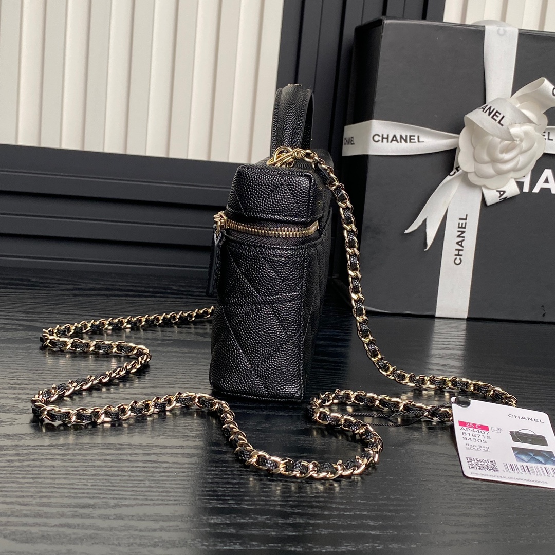 Chanel 25C Vanity Bag with Chain – Black Caviar Leather Chanel 25C Vanity Bag with Chain – Black Caviar Leather