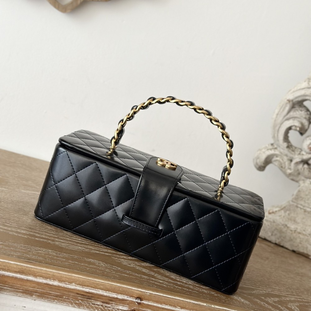 Chanel Vintage Chanel Mini Square Vanity Green Patent Antique Gold Hardware