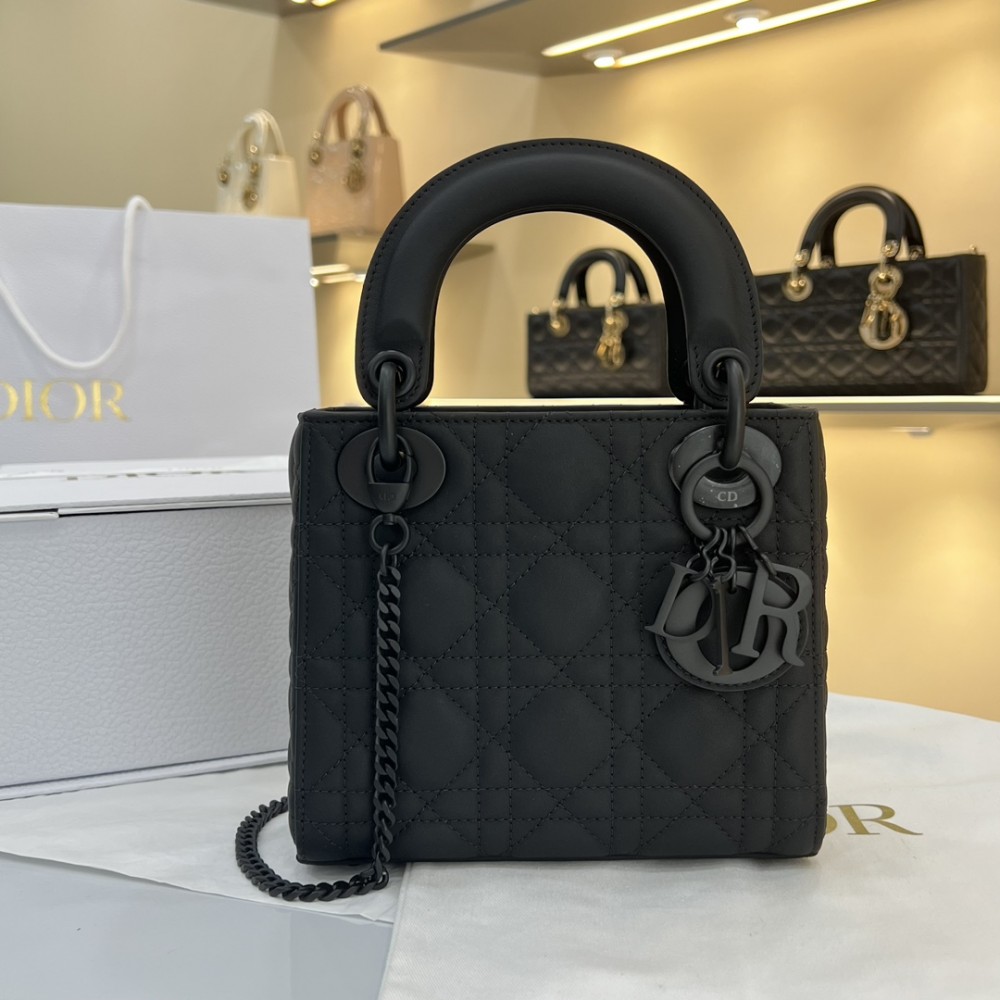 Mini Lady Dior Bag Black Ultramatte Cannage Calfskin