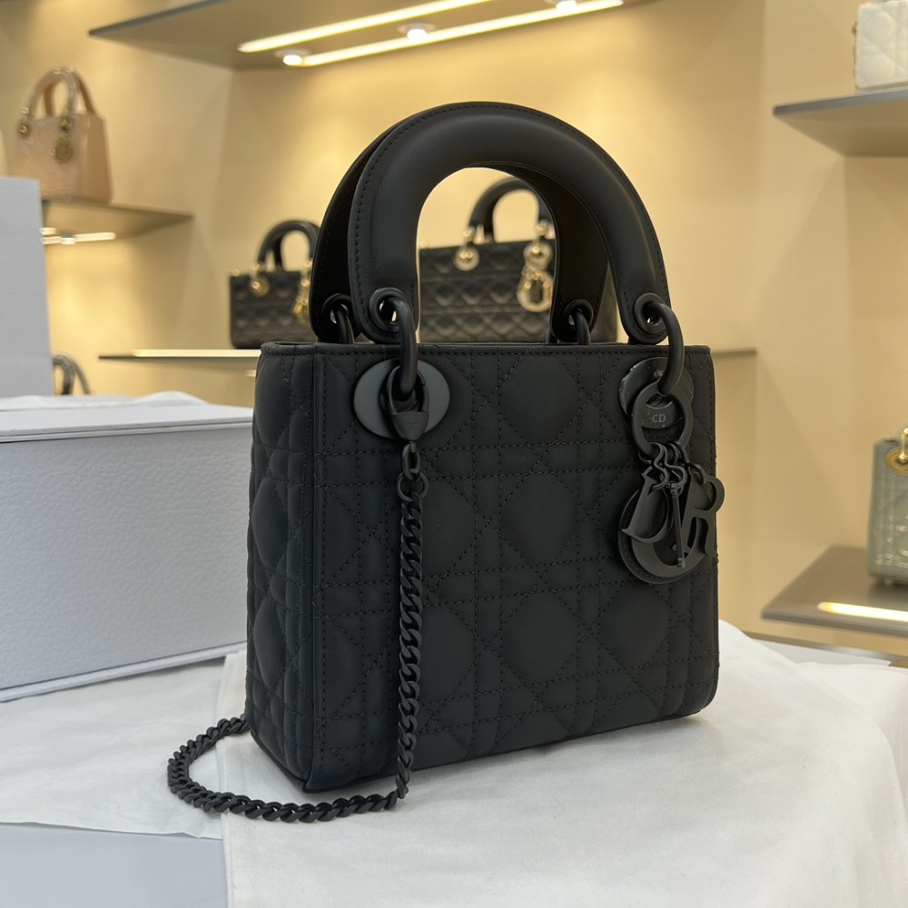 Mini Lady Dior Bag Black Ultramatte Cannage Calfskin
