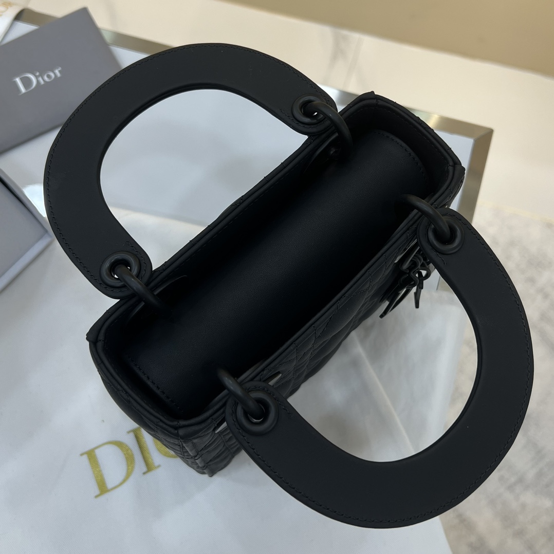 Mini Lady Dior Bag Black Ultramatte Cannage Calfskin