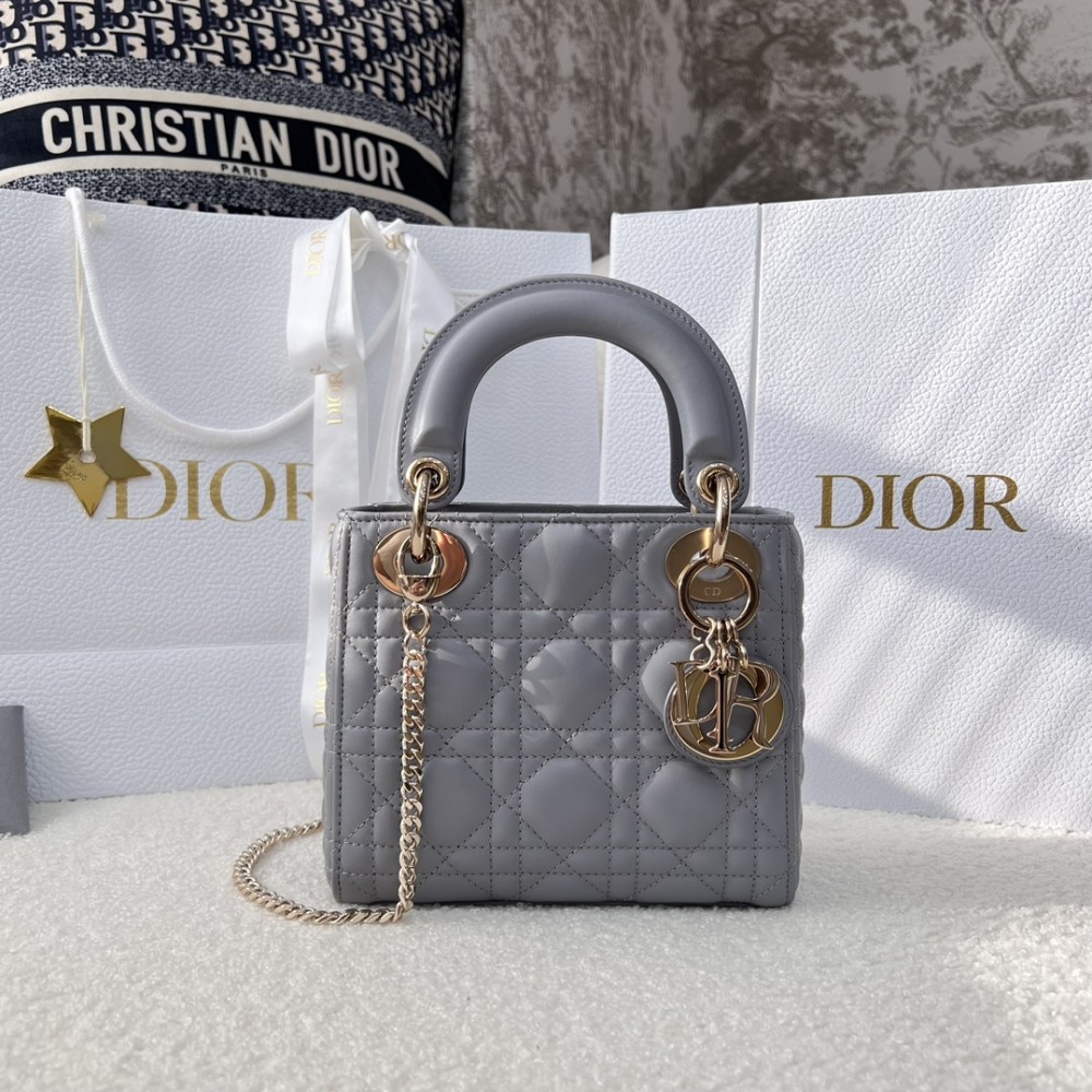Mini Lady Dior Bag Opaline Gray Pearlescent Cannage Lambskin