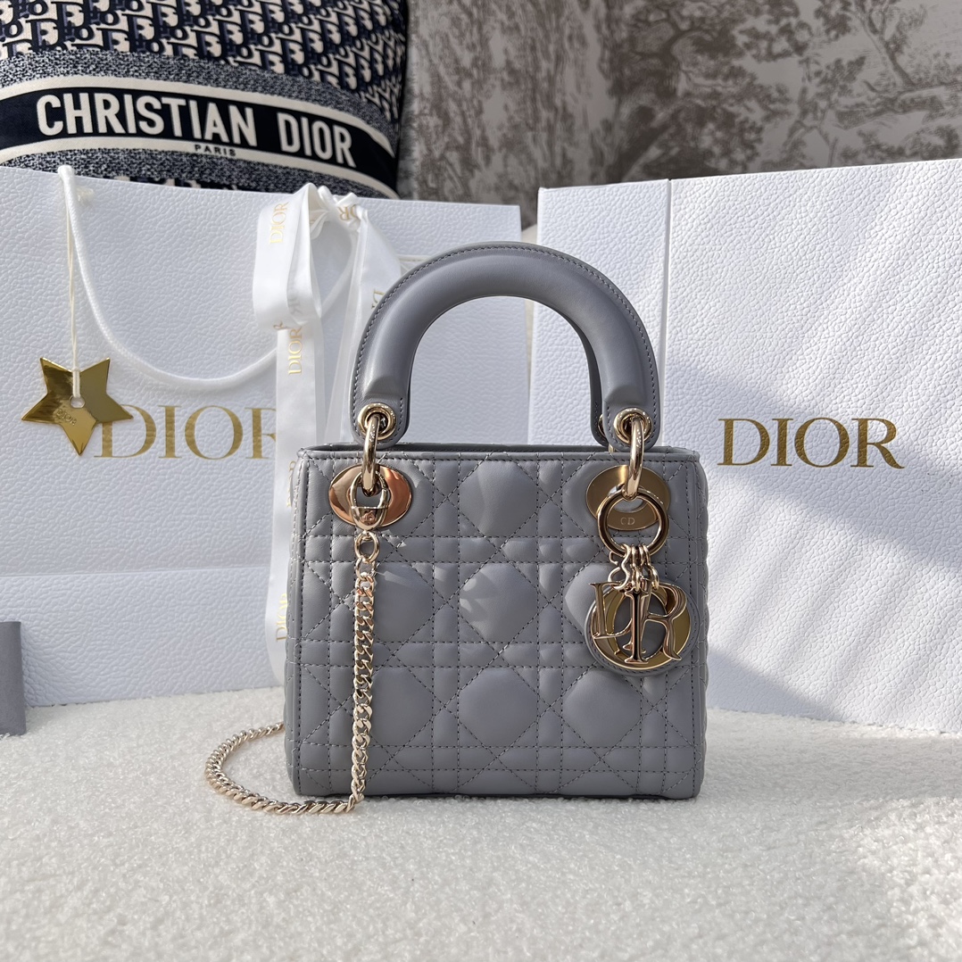 Mini Lady Dior Bag Opaline Gray Pearlescent Cannage Lambskin Mini Lady Dior Bag Opaline Gray Pearlescent Cannage Lambskin