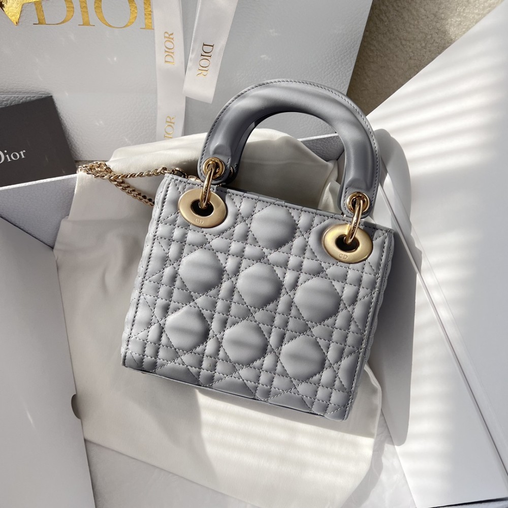 Mini Lady Dior Bag Opaline Gray Pearlescent Cannage Lambskin