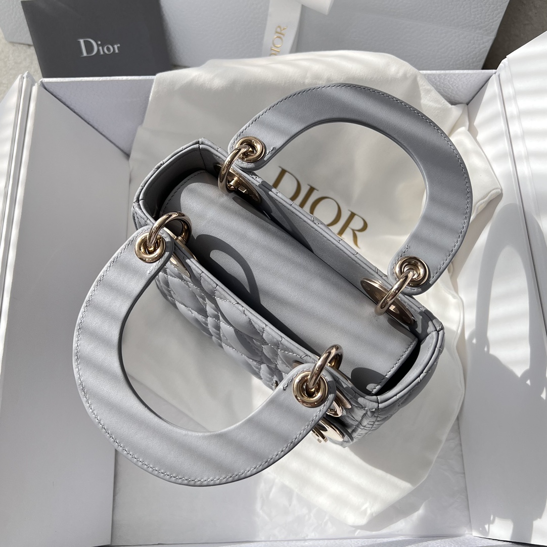Mini Lady Dior Bag Opaline Gray Pearlescent Cannage Lambskin Mini Lady Dior Bag Opaline Gray Pearlescent Cannage Lambskin