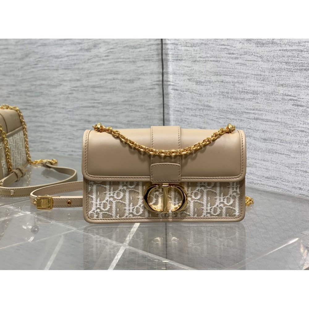 30 Montaigne East-West Bag with Chain Dior Oblique Jacquard and Natural Smooth Calfskin