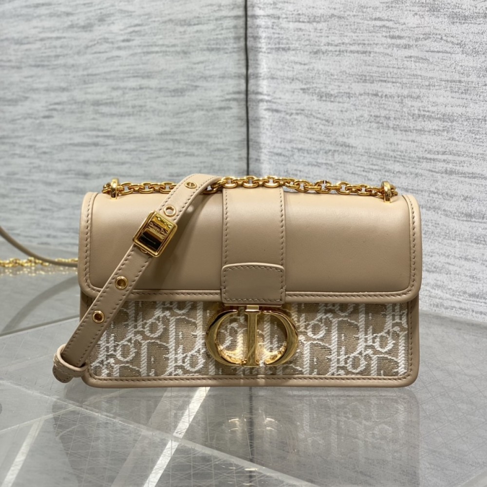 30 Montaigne East-West Bag with Chain Dior Oblique Jacquard and Natural Smooth Calfskin