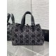 Dior Toujours Bag Black Tweed with White Cannage Motif Dior Toujours Bag Black Tweed with White Cannage Motif
