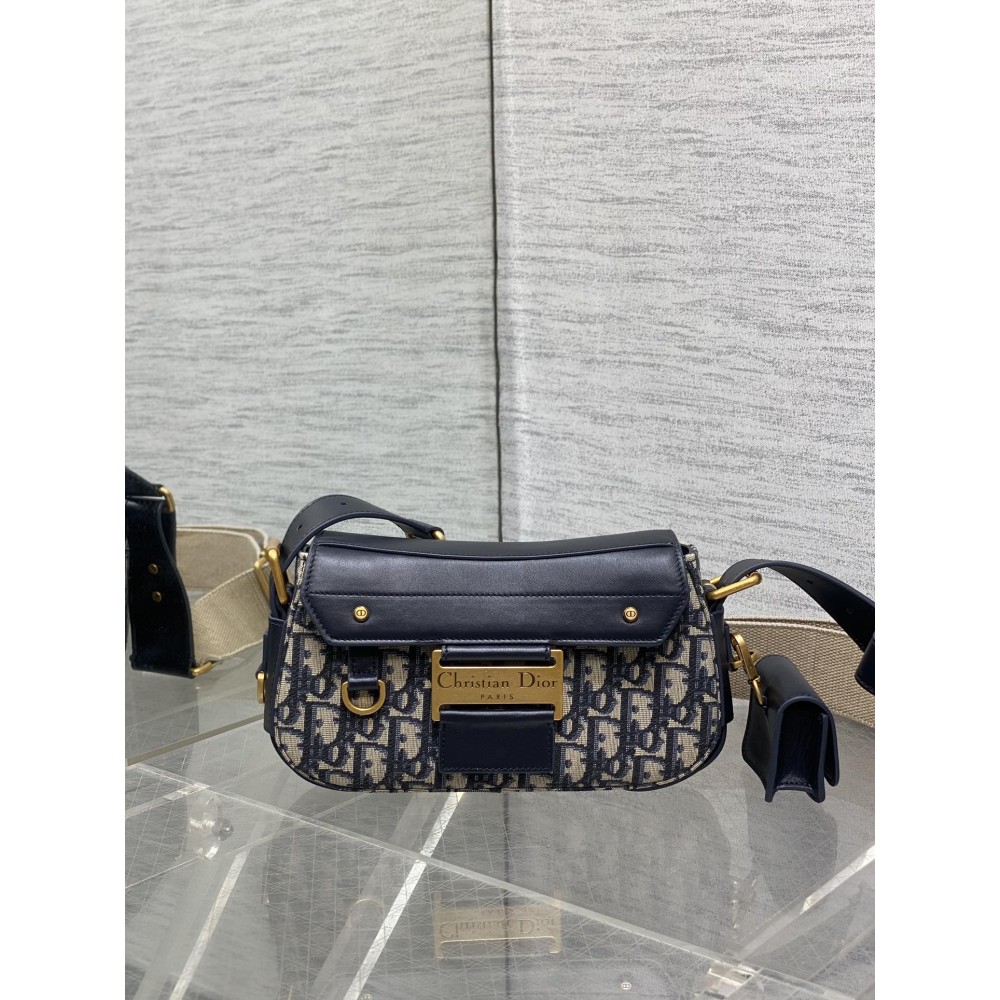 DIOR Small Streetchic Bag Blue Dior Oblique Jacquard And Smooth Calfskin