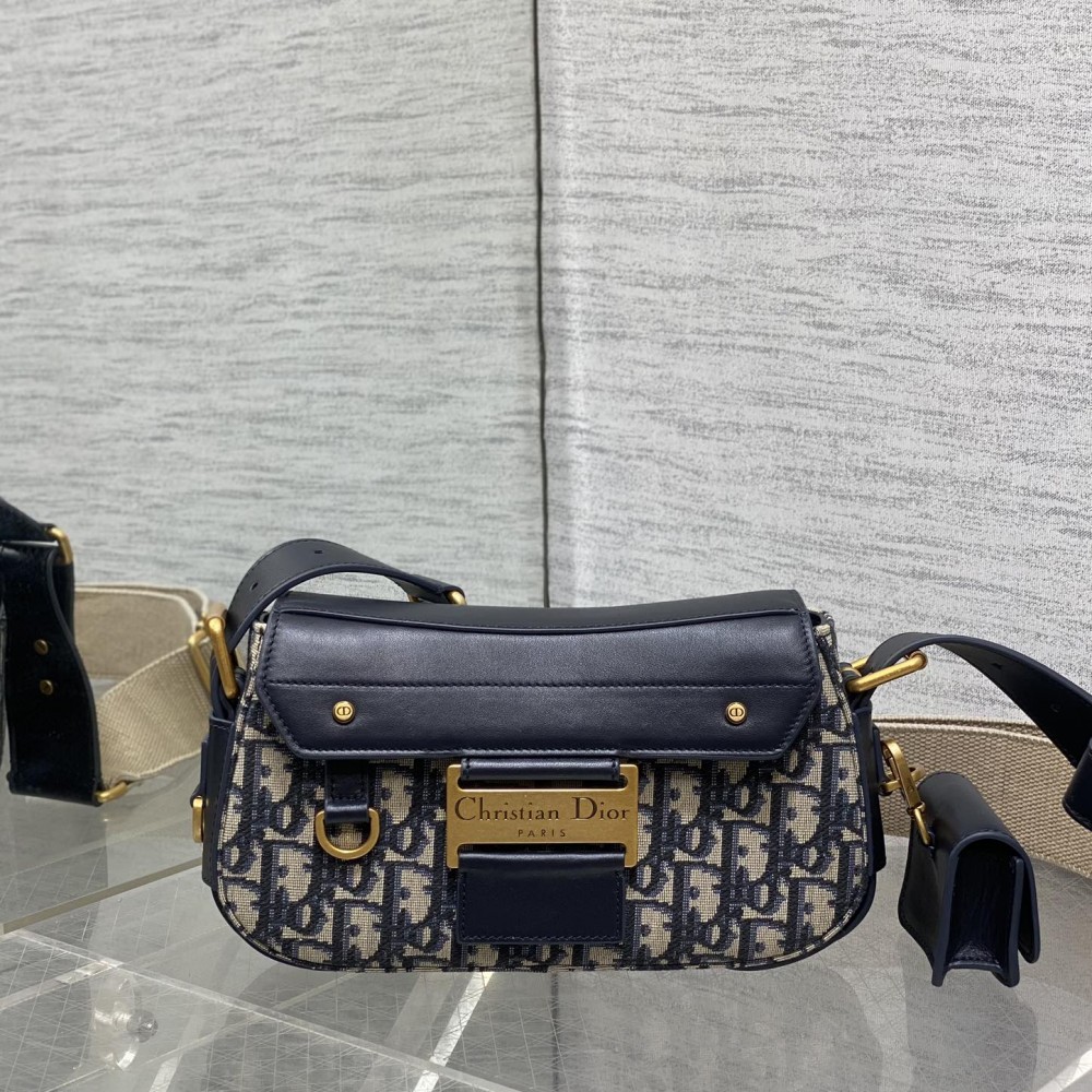 DIOR Small Streetchic Bag Blue Dior Oblique Jacquard And Smooth Calfskin