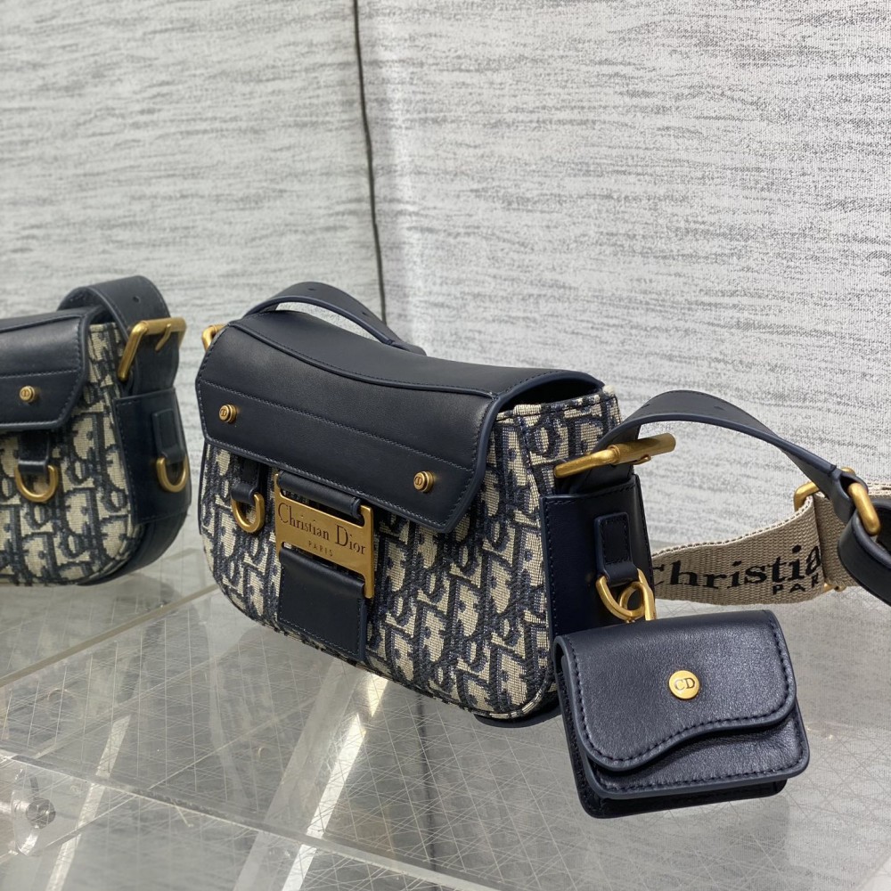 DIOR Small Streetchic Bag Blue Dior Oblique Jacquard And Smooth Calfskin