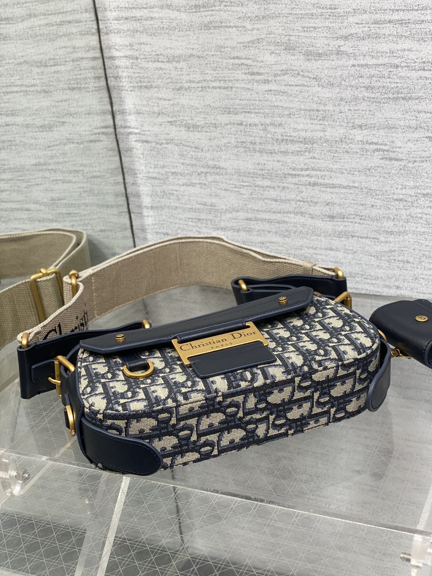 DIOR Small Streetchic Bag Blue Dior Oblique Jacquard And Smooth Calfskin DIOR Small Streetchic Bag Blue Dior Oblique Jacquard And Smooth Calfskin