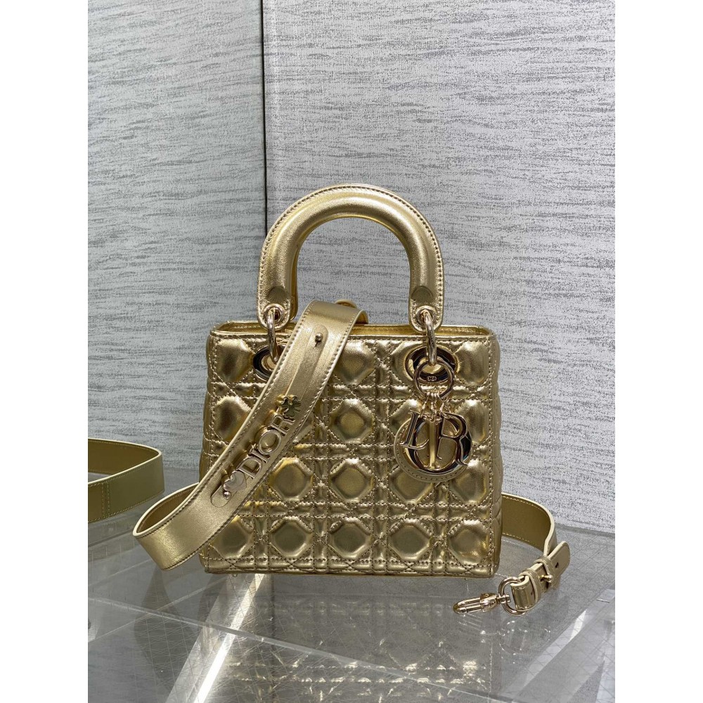 Mini Lady Dior Bag Metallic Gold