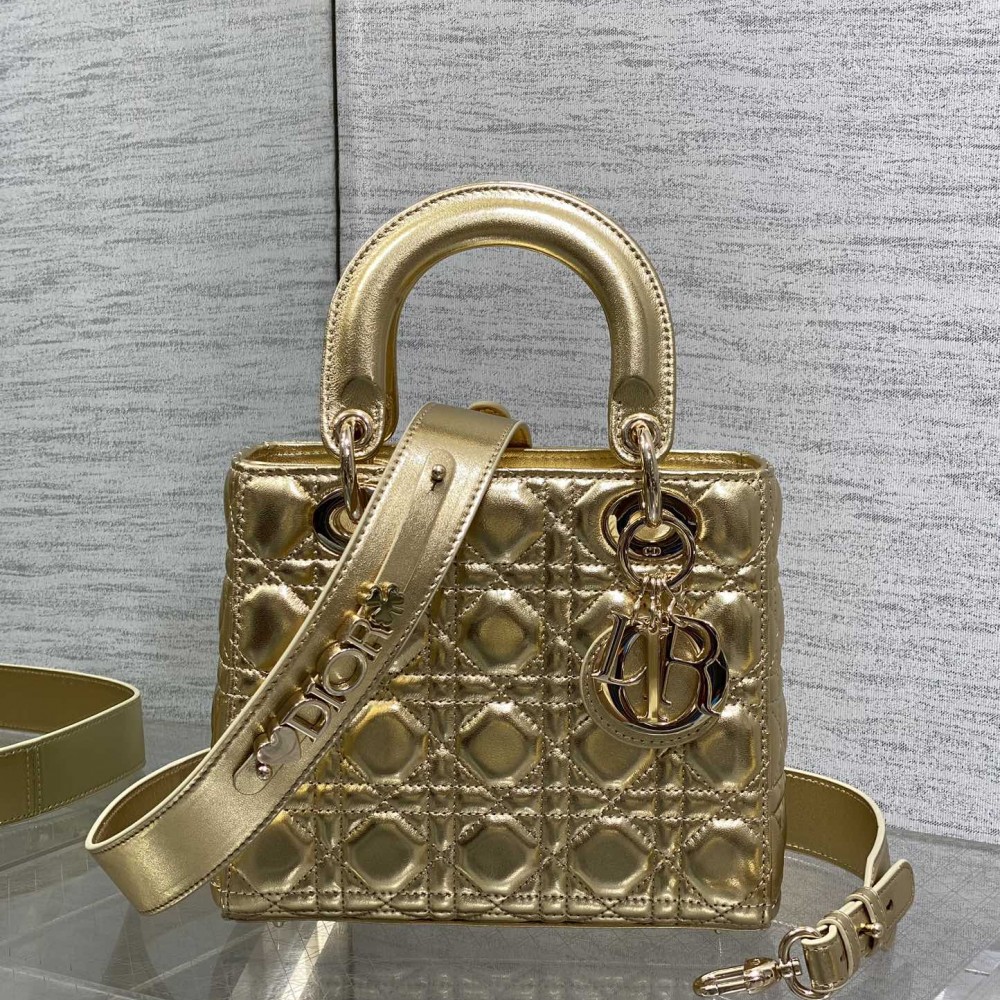 Mini Lady Dior Bag Metallic Gold